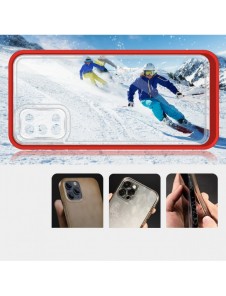 Genomskinligt 3-i-1 fodral för Samsung Galaxy A03s (166) ram gelöverdrag rött