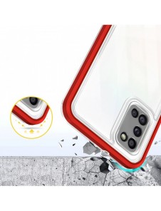Genomskinligt 3-i-1 fodral för Samsung Galaxy A03s (166) ram gelöverdrag rött