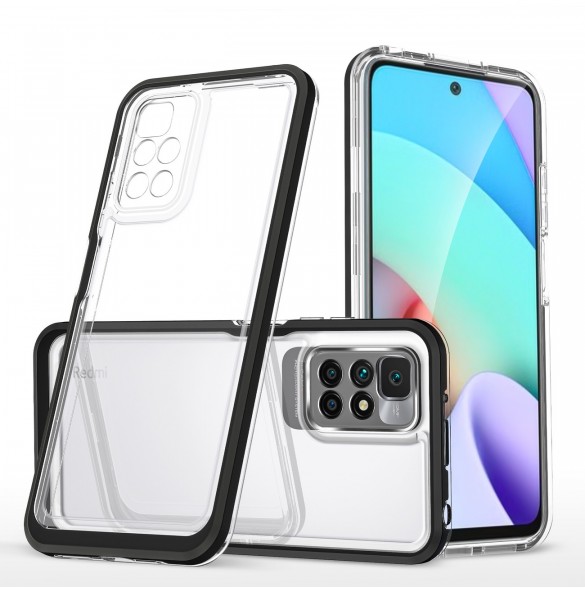 Genomskinligt 3-i-1 fodral för Xiaomi Redmi 10 Frame Gel Cover Svart
