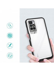 Genomskinligt 3-i-1 fodral för Xiaomi Redmi 10 Frame Gel Cover Svart