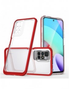 Genomskinligt 3-i-1 fodral för Xiaomi Redmi 10 Frame Gel Cover Röd