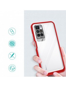 Genomskinligt 3-i-1 fodral för Xiaomi Redmi 10 Frame Gel Cover Röd