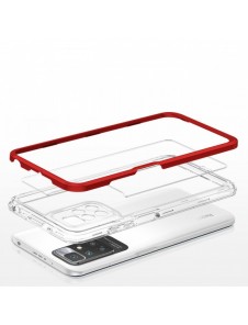 Genomskinligt 3-i-1 fodral för Xiaomi Redmi 10 Frame Gel Cover Röd