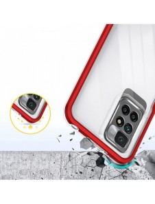 Genomskinligt 3-i-1 fodral för Xiaomi Redmi 10 Frame Gel Cover Röd