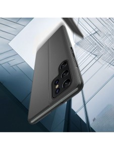 Eco Leather View Case elegant fodral med flip-fodral och stativfunktion för Samsung Galaxy S22 Ultra black