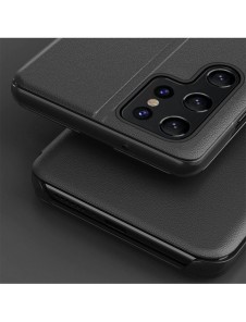 Eco Leather View Case elegant fodral med flip-fodral och stativfunktion för Samsung Galaxy S22 Ultra black