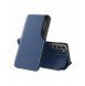 Eco Leather View Case elegant fodral med flip-skydd och stativfunktion för Samsung Galaxy S22 + (S22 Plus) blå
