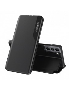 Eco Leather View Case elegant fodral med flip-fodral och stativfunktion för Samsung Galaxy S22 + (S22 Plus) svart