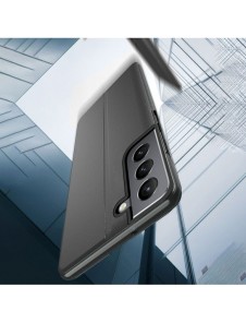 Eco Leather View Case elegant fodral med flip-fodral och stativfunktion för Samsung Galaxy S22 + (S22 Plus) svart