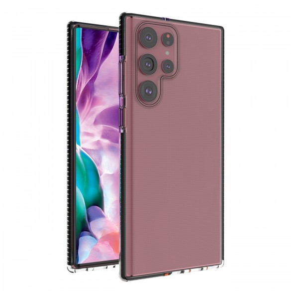 Spring Case cover gelfodral med färgad ram för Samsung Galaxy S22 Ultra svart