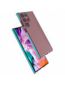 Spring Case cover gel cover med färgad ram för Samsung Galaxy S22 Ultra ljusrosa
