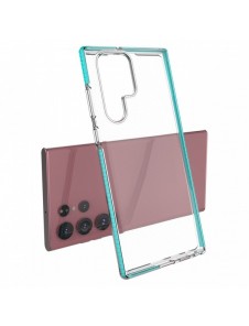 Spring Case cover gelé med färgad ram för Samsung Galaxy S22 Ultra mörkblå
