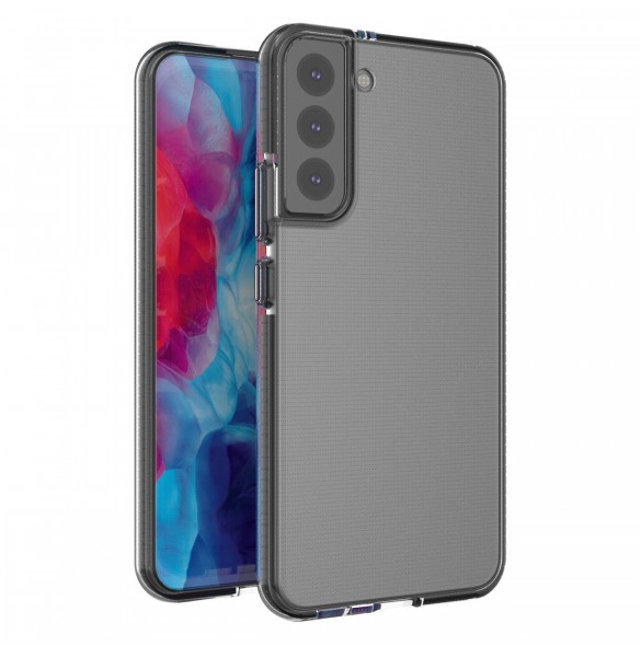 Spring Case cover gelfodral med färgad ram för Samsung Galaxy S22+ (S22 Plus) svart