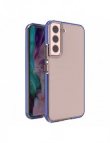 Spring Case cover gel cover med färgad ram för Samsung Galaxy S22 mörkblå
