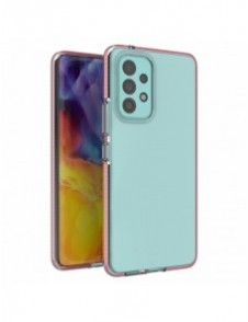 Spring Case cover gel TPU skal med färgad ram för Samsung Galaxy A73 ljusrosa