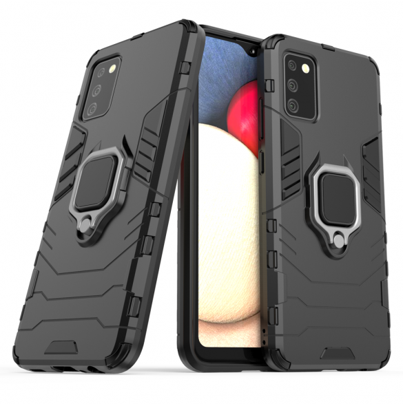 Ring Armour tuff hybridfodral + magnetisk hållare för Samsung Galaxy A03s (166.5) svart
