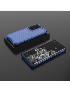 Honeycomb-fodral bepansrat skal med en gelram för Samsung Galaxy S22 Ultra blå