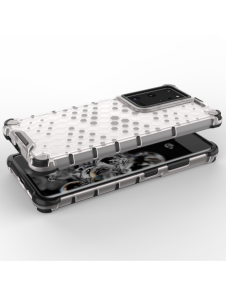 Honeycomb fodral pansarfodral med en gelram för Samsung Galaxy S22 Ultra transparent