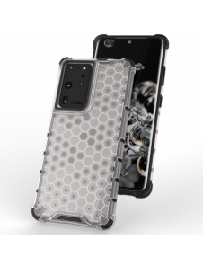 Honeycomb fodral pansarfodral med en gelram för Samsung Galaxy S22 Ultra transparent