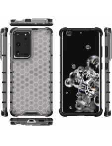 Honeycomb fodral pansarfodral med en gelram för Samsung Galaxy S22 Ultra transparent