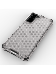 Honeycomb-fodral bepansrat skal med en gelram för Samsung Galaxy S22 + (S22 Plus) blå