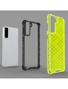 Honeycomb-fodral bepansrat skal med en gelram för Samsung Galaxy S22 + (S22 Plus) blå