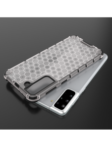 Honeycomb-fodral bepansrat skal med en gelram för Samsung Galaxy S22 + (S22 Plus) blå