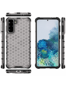 Honeycomb fodral pansrat skal med en gelram för Samsung Galaxy S22 + (S22 Plus) transparent