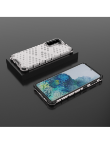 Honeycomb fodral pansrat skal med en gelram för Samsung Galaxy S22 + (S22 Plus) transparent