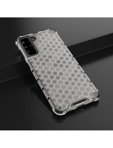 Honeycomb fodral pansrat skal med en gelram för Samsung Galaxy S22 + (S22 Plus) transparent
