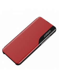 Eco Leather View Case ett elegant fodral med flik och stativfunktion för Samsung Galaxy A73 röd