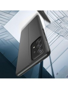 Eco Leather View Case ett elegant fodral med flik och stativfunktion för Samsung Galaxy A73 röd