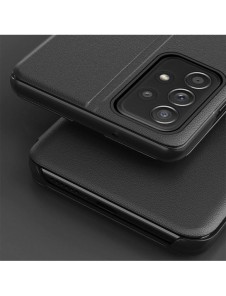Eco Leather View Case ett elegant fodral med flik och stativfunktion för Samsung Galaxy A73 röd