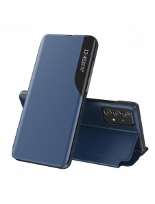 Eco Leather View Case elegant fodral med flik och stativfunktion för Samsung Galaxy A73 blå