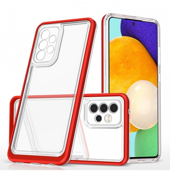 Genomskinligt 3-i-1 fodral för Samsung Galaxy A73 Frame Cover Gel Röd