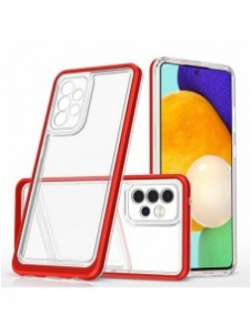 Genomskinligt 3-i-1 fodral för Samsung Galaxy A73 Frame Cover Gel Röd