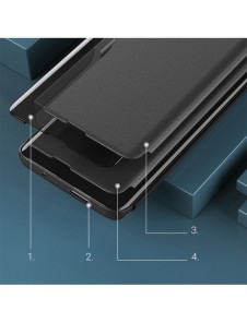 Eco Leather View Case Elegant flip-fodral med stativfunktion för Xiaomi Redmi Note 11S / Note 11 blå