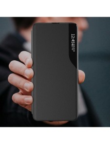 Eco Leather View Case Elegant flip-fodral med stativfunktion för Xiaomi Redmi Note 11S / Note 11 svart