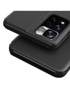 Eco Leather View Case Elegant flip-fodral med stativfunktion för Xiaomi Redmi Note 11S / Note 11 svart