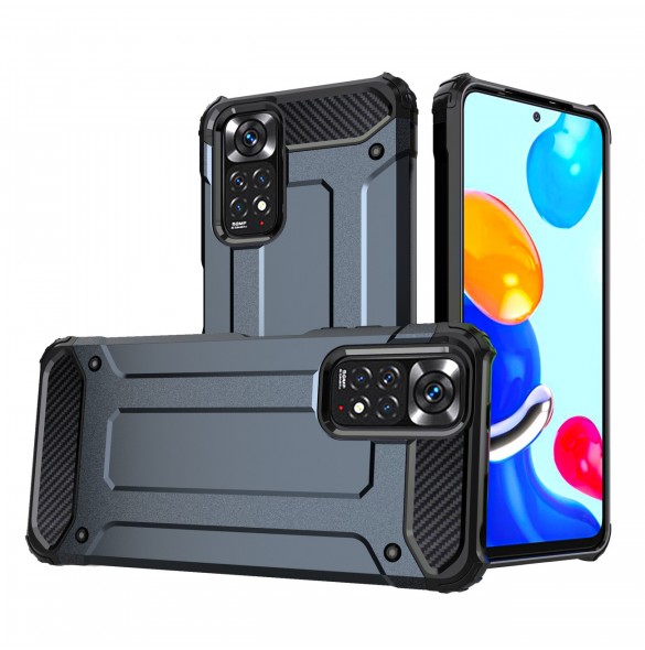 Hybrid Armor Case Tough Rugged Cover för Xiaomi Redmi Note 11S / Note 11 blå