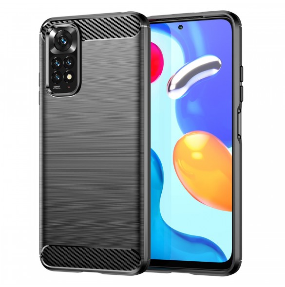 Carbon Case Flexibel Cover Sleeve för Xiaomi Redmi Note 11S / Note 11 svart