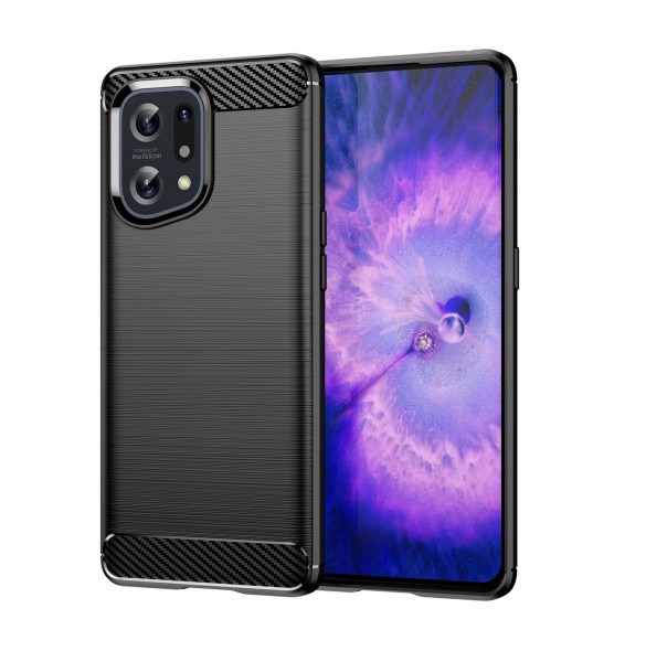 Carbon Case flexibelt täckfodral Oppo Find X5 svart