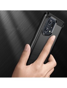 Carbon Case flexibelt täckfodral Oppo Find X5 svart