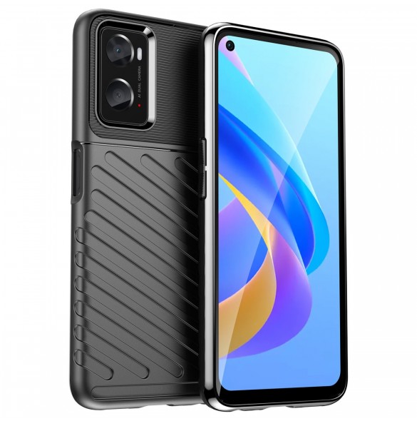 Thunder Case flexibelt pansarskydd för Oppo A76 / Oppo A36 / Realme 9i svart
