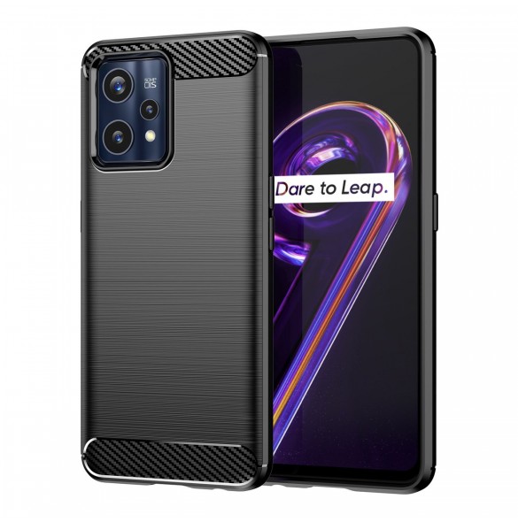 Carbon Case Flexible Cover Realme 9 Pro + (9 Pro Plus) svart