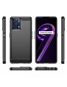 Carbon Case Flexible Cover Realme 9 Pro + (9 Pro Plus) svart