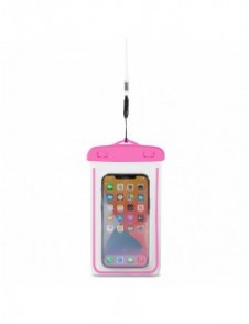 PVC vattentätt telefonfodral med snodd - rosa