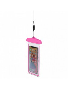 PVC vattentätt telefonfodral med snodd - rosa