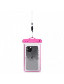 PVC vattentätt telefonfodral med snodd - rosa