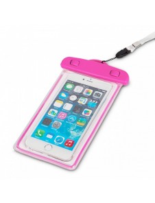 PVC vattentätt telefonfodral med snodd - rosa